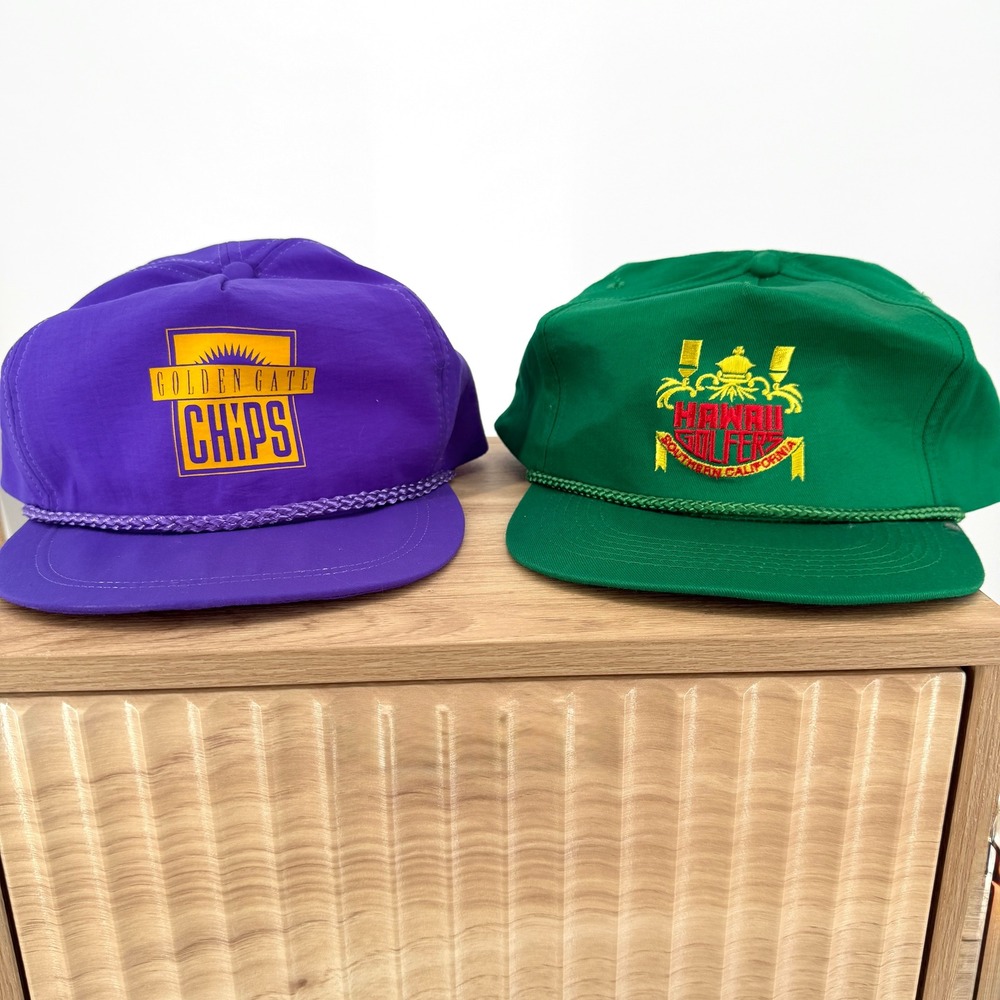 Vintage Snapback Hat Bundle Golden‎ Gate Chips Purple Hawaii Golfers Green Rope